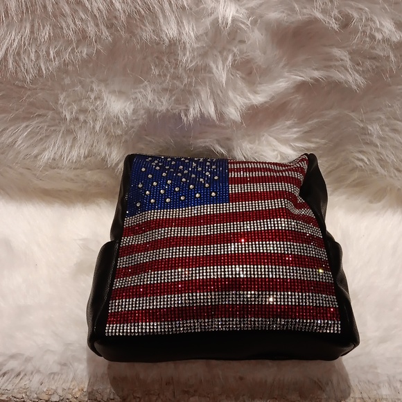 RED WHITE AND BLUE FLAG DESIGN SPARKLING RHINESTONE BACKPACK - Picture 6 of 9
